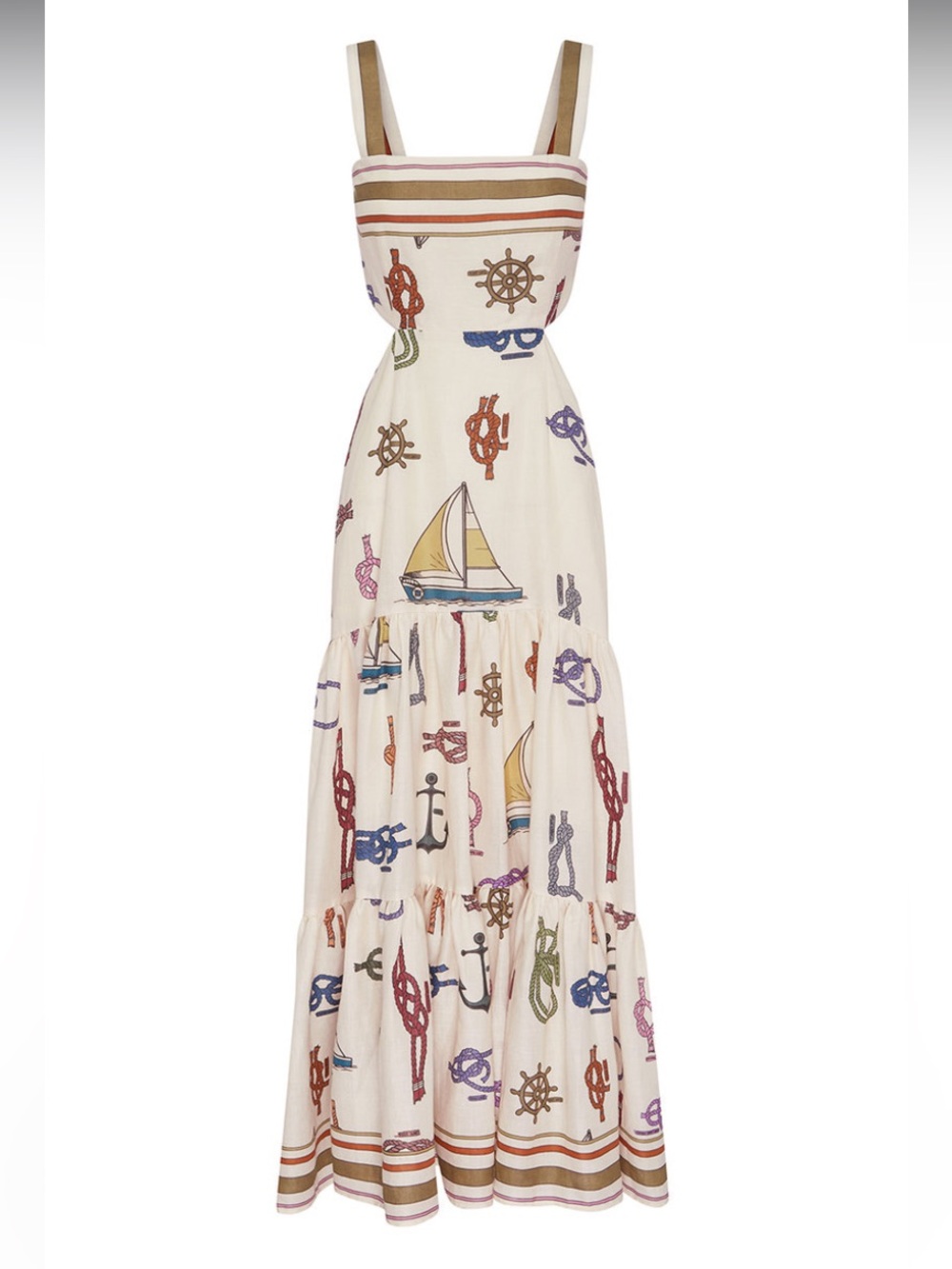 ALÉMAIS Ships Ahoy Printed Ramie Midi Dress